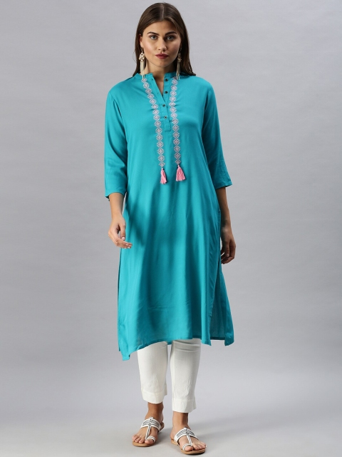 

Soch Women Turquoise Blue Kurta