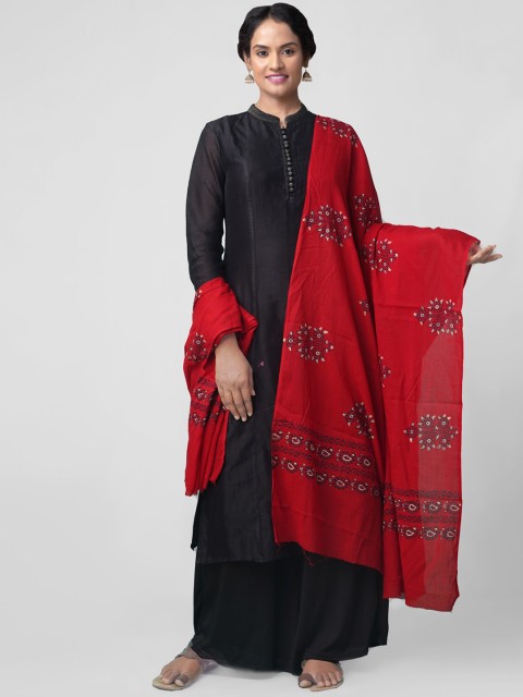 

Unnati Silks Red Printed Dupatta