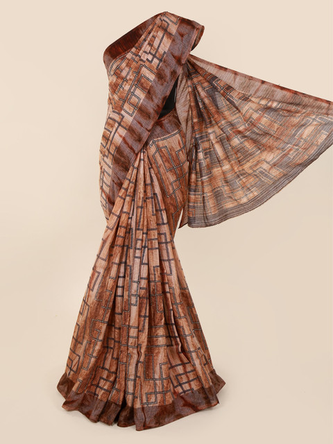 

Pothys Brown Printed Jute Cotton Saree