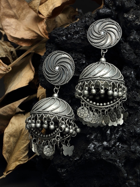 

Moedbuille Chandelier Design Tribal Look Oxidised Silver Plated Handcrafted Jhumkas