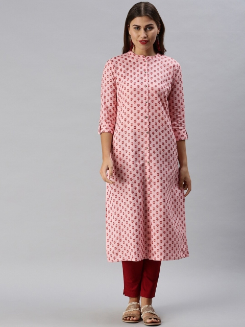 

Soch Women Pink Ethnic Motifs Printed Pure Cotton Kurta