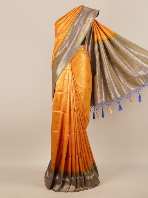 

Pothys Orange Woven Design Jute Silk Saree