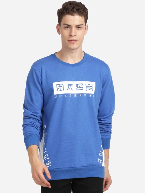 

MASH UNLIMITED Men Blue & White Printed Sweatshirt
