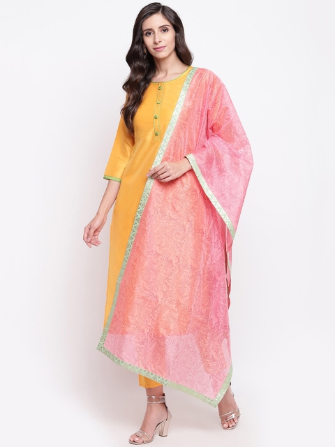 

Shakumbhari Pink & Green Printed Dupatta