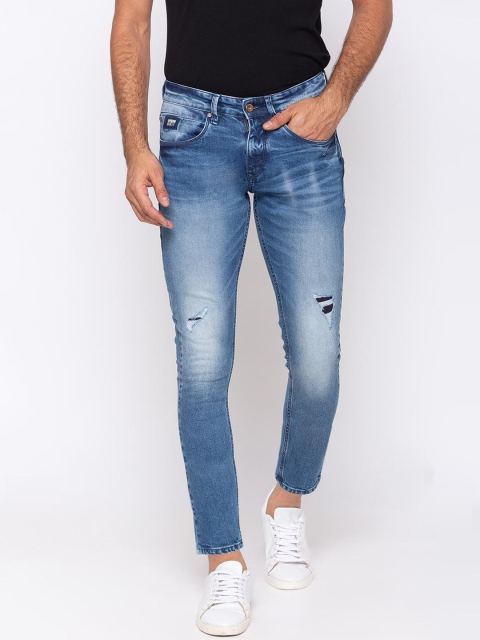 

SPYKAR Men Navy Blue Slim Fit Mid-Rise Low Distress Jeans