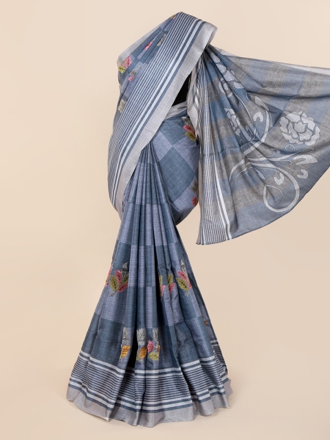 

Pothys Grey Printed Jute Cotton Saree