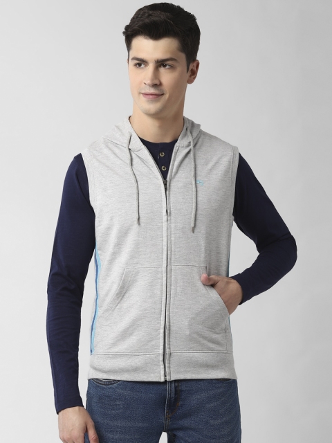

Peter England Casuals Men Grey Solid Hooded Sweatshirt