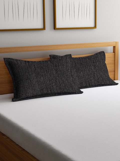 

KLOTTHE Set Of 2 Black Solid Pillow Covers