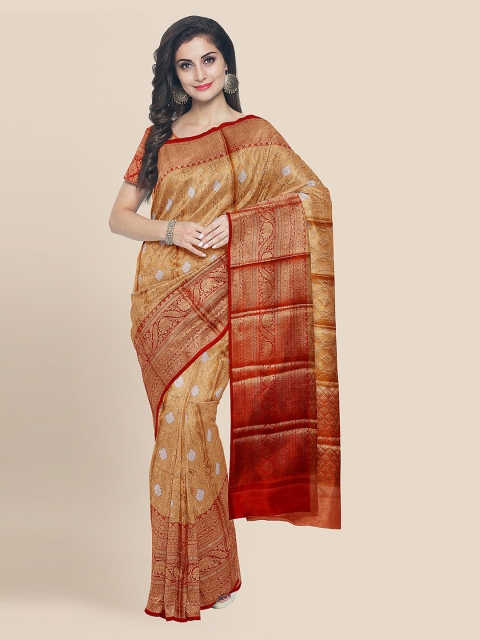 

KLM Fashion Mall Gold-Toned Silk Blend Woven Design Banarasi Saree