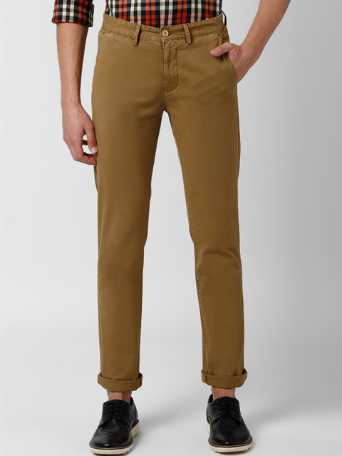 

Peter England Casuals Men Khaki Slim Fit Solid Regular Trousers
