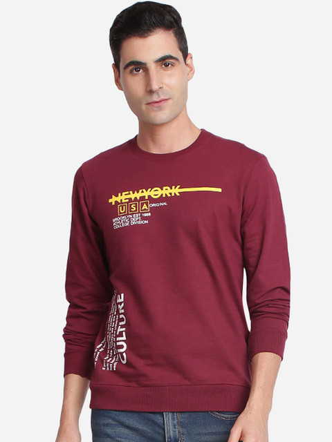

MASH UNLIMITED Men Maroon Printed Sweatshirt