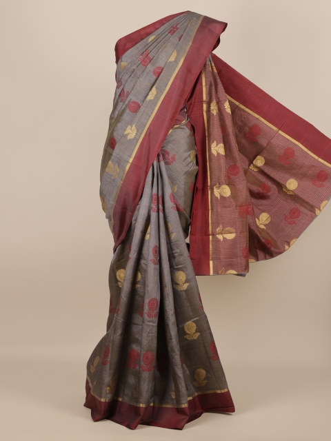 

Pothys Grey Woven Design Jute Silk Saree