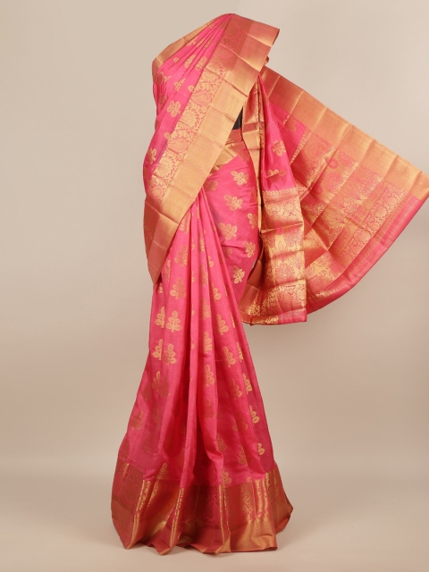 

Pothys Pink & Gold-Toned Jute Silk Woven Design Saree