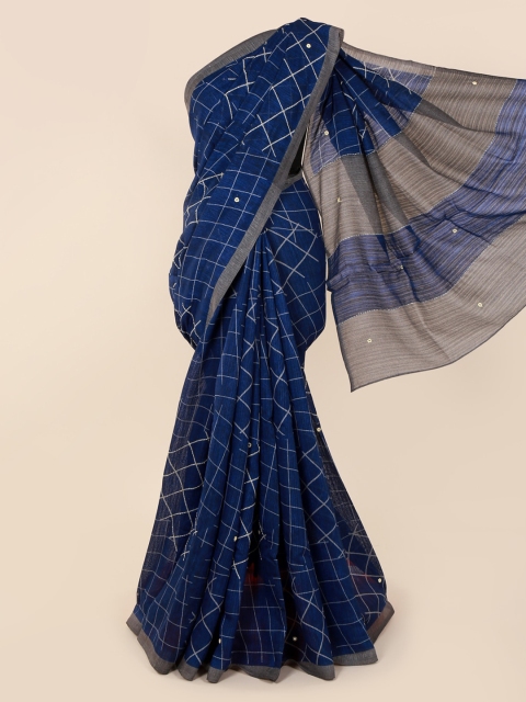 

Pothys Blue Printed Jute Cotton Saree