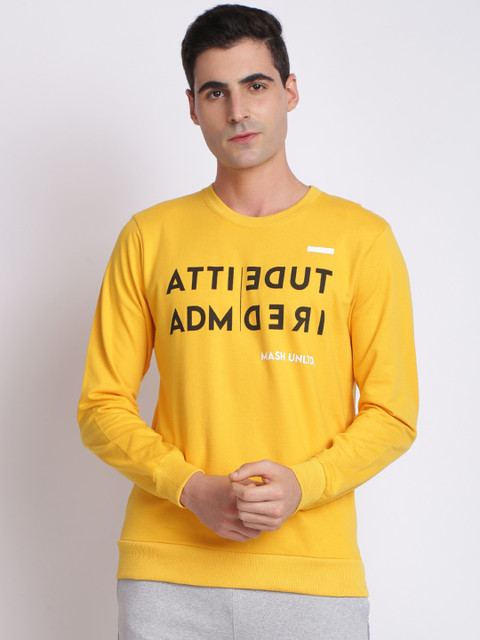 

MASH UNLIMITED Men Mustard Yellow Printed Sweatshirt