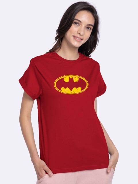

Bewakoof Women Red Batman Printed Round Neck T-shirt