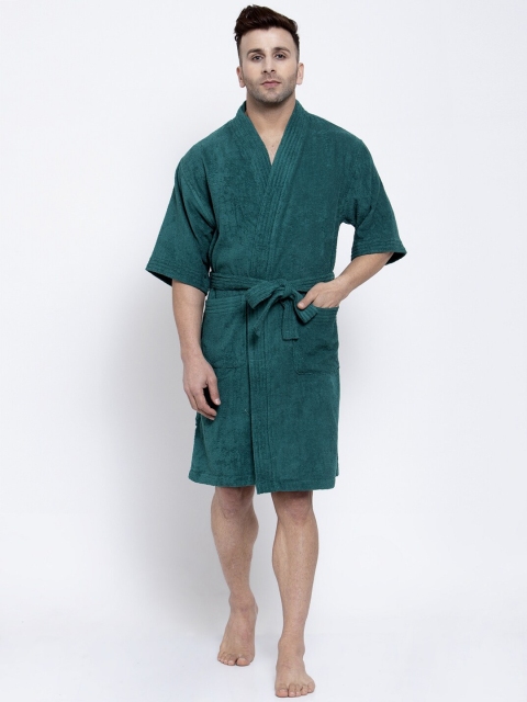 Trident Unisex Green Solid 300 GSM Bathrobe