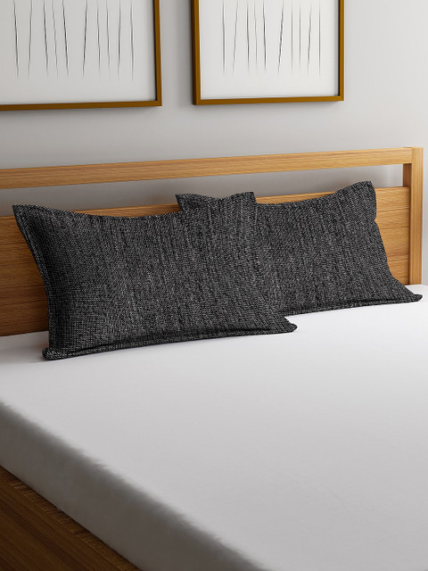 

KLOTTHE Set Of 2 Black Solid Pillow Covers