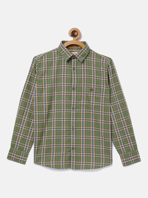 

Crimsoune Club Boys Green Slim Fit Checked Cotton Casual Shirt