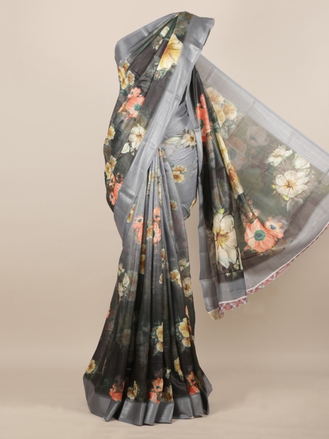 

Pothys Grey Printed Linen Blend Saree
