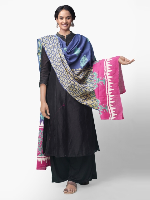 

Unnati Silks Blue & Pink Printed Dupatta