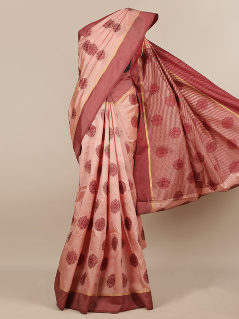 

Pothys Pink Woven Design Jute Silk Saree
