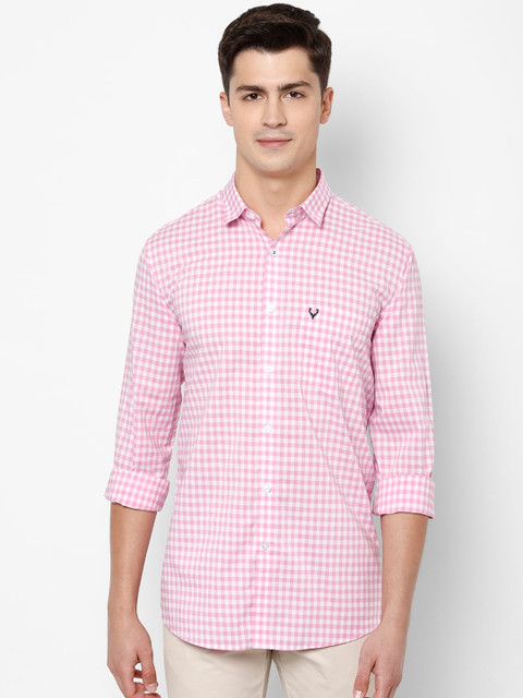 

Allen Solly Men Pink Slim Fit Checked Casual Cotton Shirt