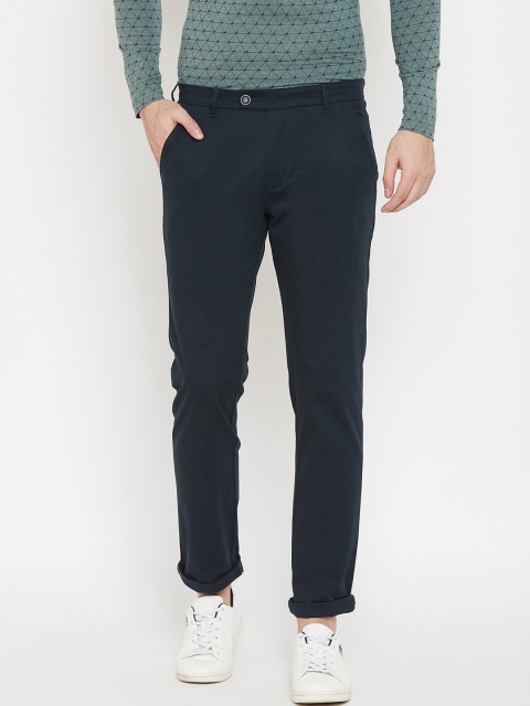 Crimsoune Club Men Navy Blue Slim Fit Solid Chinos