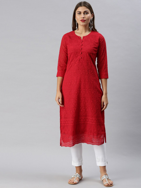 

Soch Women Maroon Embroidered Georgette Kurta