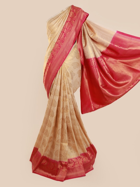 

Pothys Cream-Coloured Art Silk Printed Banarasi Saree
