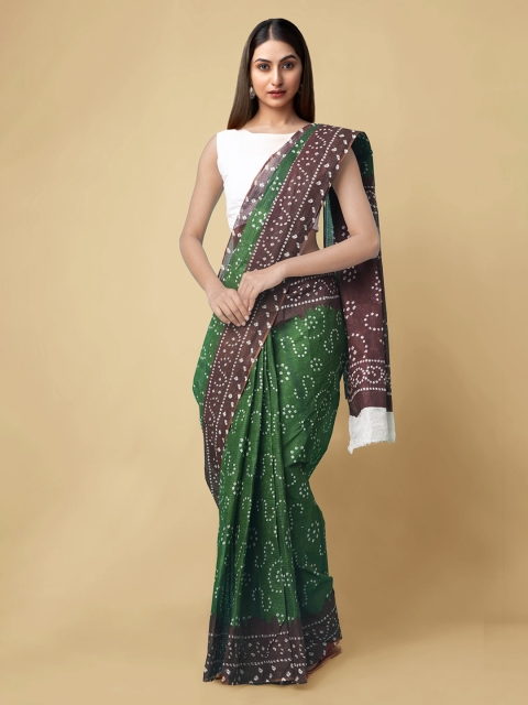 

Unnati Silks Green Pure Cotton Printed Bandhani Saree