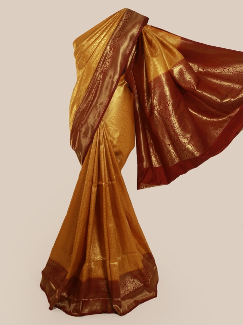 

Pothys Mustard Art Silk Solid Banarasi Saree