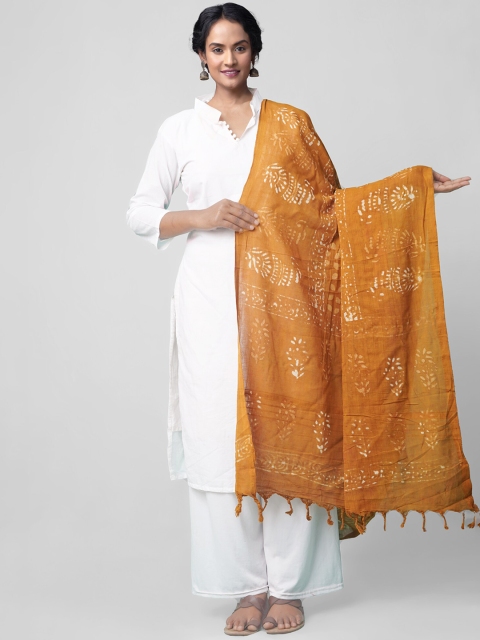 

Unnati Silks Mustard Yellow & Off-White Printed Dupatta
