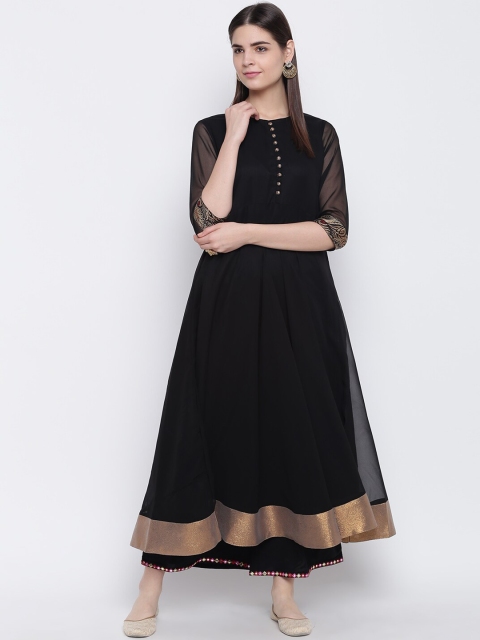 

Shakumbhari Women Black Georgette Anarkali Kurta