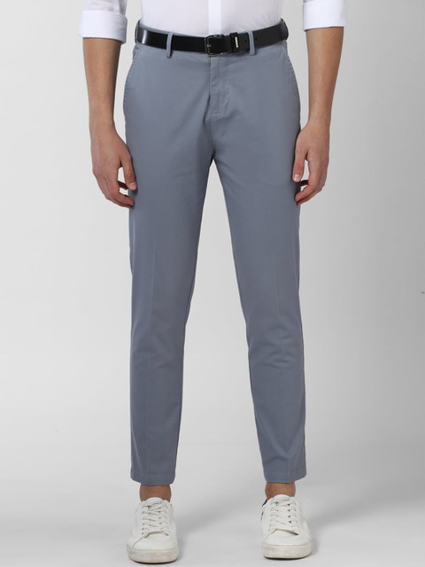

Peter England Casuals Men Grey Tapered Fit Solid Regular Trousers