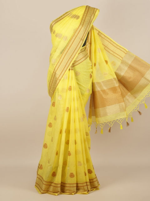 

Pothys Yellow Woven Design Jute Silk Saree With Tasseled Pallu
