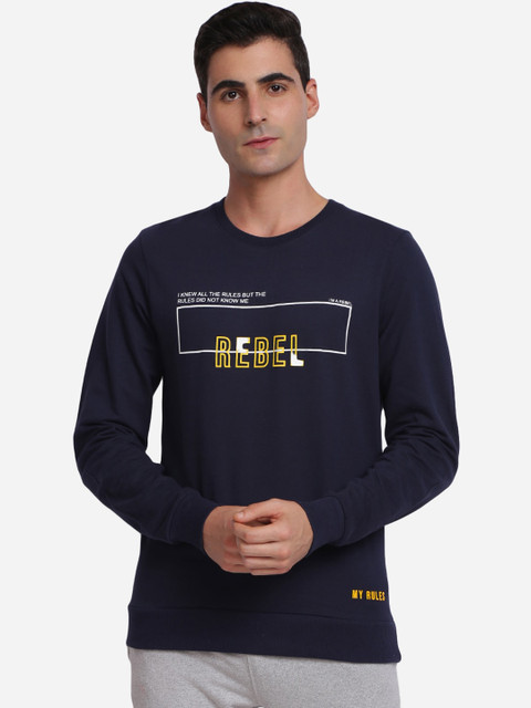 

MASH UNLIMITED Men Navy Blue Printed Sweatshirt