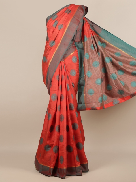 

Pothys Orange Woven Design Jute Silk Saree