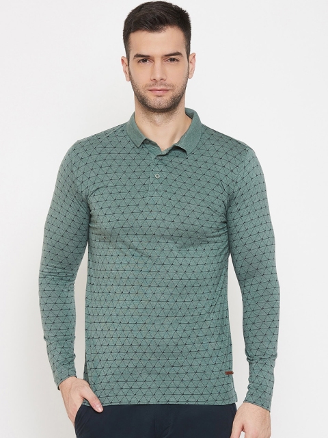 

Crimsoune Club Men Green Printed Polo Collar T-shirt