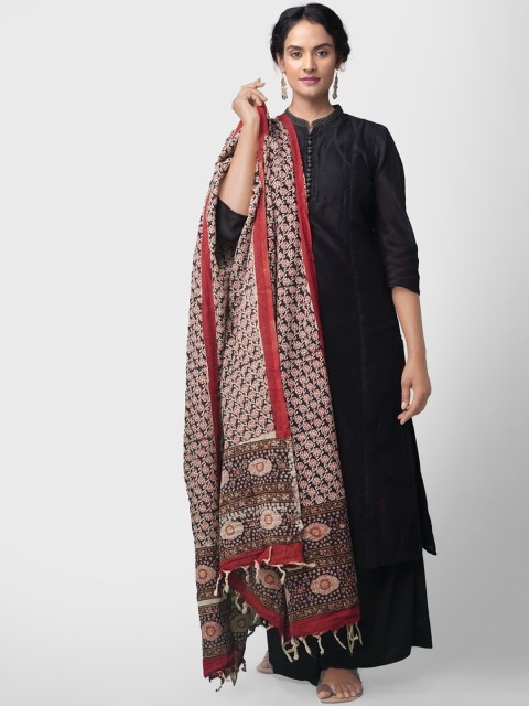 

Unnati Silks Beige & Maroon Printed Dupatta