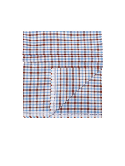

CAVALLO by Linen Club Men Blue & Brown Checked Shirting Fabric