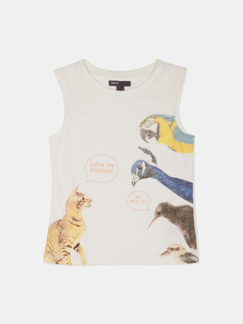 

GAP Girls White Animal Printed Tank Top