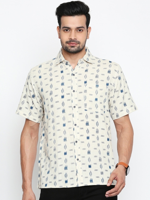 

Vivids India Men Off-White Regular Fit Printed Casual Shirt