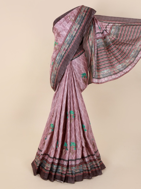 

Pothys Pink Printed Jute Cotton Saree