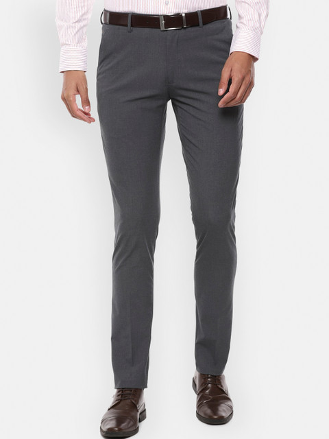

Louis Philippe Men Grey Slim Fit Solid Formal Trousers