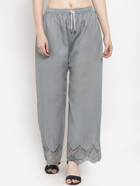 

Clora Creation Women Grey Hem Design Wide Leg Palazzos