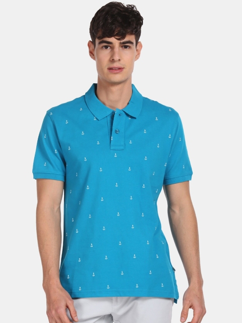 

Aeropostale Men Blue Printed Polo Collar T-shirt