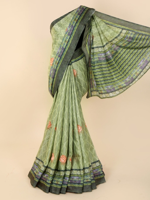 

Pothys Green Printed Jute Cotton Saree