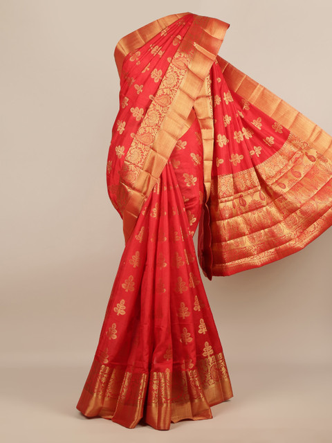 

Pothys Red Woven Design Jute Silk Saree
