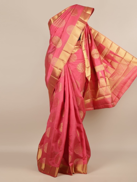 

Pothys Pink & Gold-Toned Jute Silk Woven Design Saree